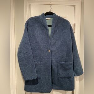 NWOT Pure Jill Size XS Blue Teddy Fleece Jacket Cozy Sherpa Cardigan Coat Pocket